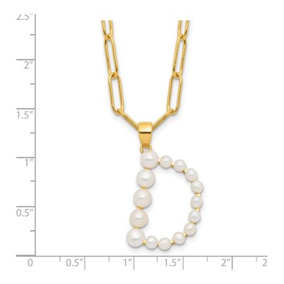 Gold-Plated Sterling Silver Freshwater Cultured Pearl Letter D Necklace – view 4