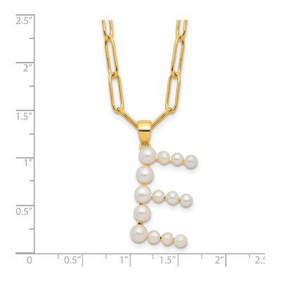Gold-Plated Sterling Silver Freshwater Cultured Pearl Letter E Necklace – view 4