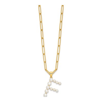 Gold-Plated Sterling Silver Freshwater Cultured Pearl Letter F Necklace – view 2