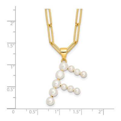 Gold-Plated Sterling Silver Freshwater Cultured Pearl Letter F Necklace – view 4