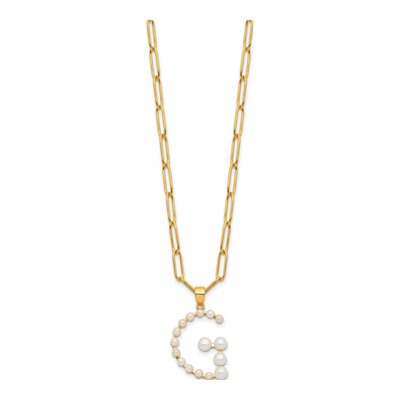 Gold-Plated Sterling Silver Freshwater Cultured Pearl Letter G Necklace – view 2