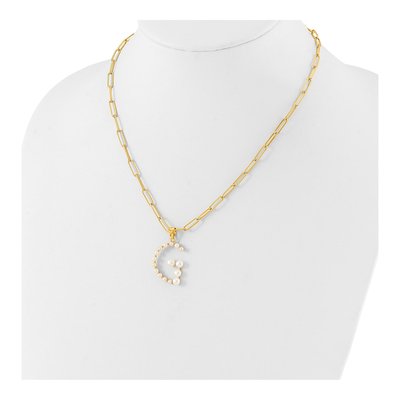 Gold-Plated Sterling Silver Freshwater Cultured Pearl Letter G Necklace – view 3