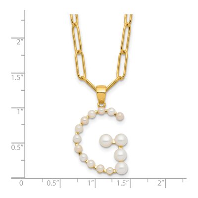 Gold-Plated Sterling Silver Freshwater Cultured Pearl Letter G Necklace – view 4
