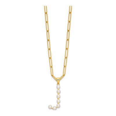 Gold-Plated Sterling Silver Freshwater Cultured Pearl Letter J Necklace – view 2