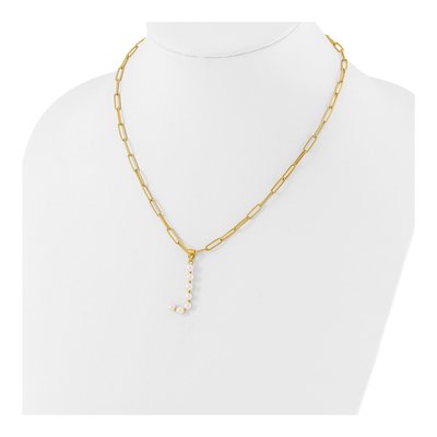 Gold-Plated Sterling Silver Freshwater Cultured Pearl Letter J Necklace – view 3