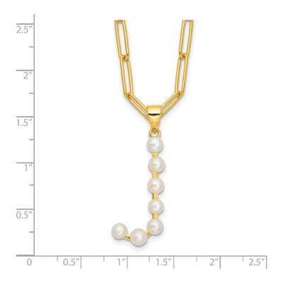 Gold-Plated Sterling Silver Freshwater Cultured Pearl Letter J Necklace – view 4