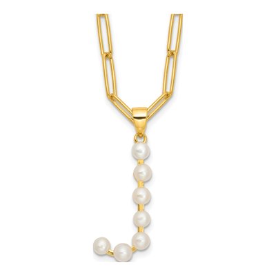 Gold-Plated Sterling Silver Freshwater Cultured Pearl Letter J Necklace