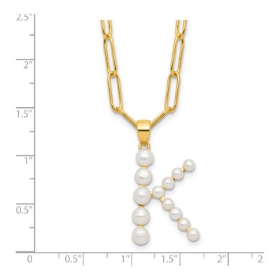 Gold-Plated Sterling Silver Freshwater Cultured Pearl Letter K Necklace – view 4