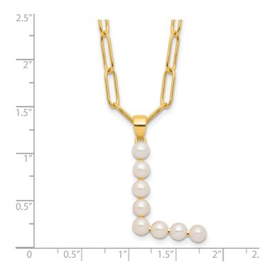 Gold-Plated Sterling Silver Freshwater Cultured Pearl Letter L Necklace – view 4