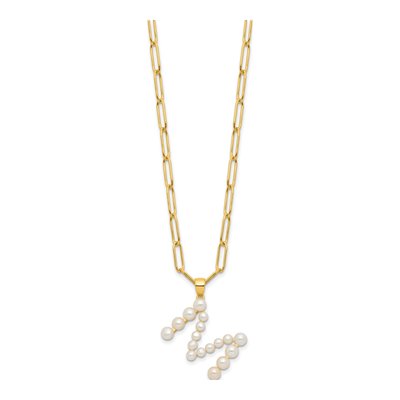 Gold-Plated Sterling Silver Freshwater Cultured Pearl Letter M Necklace – view 2