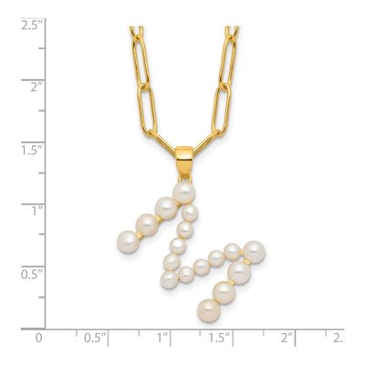Gold-Plated Sterling Silver Freshwater Cultured Pearl Letter M Necklace – view 4