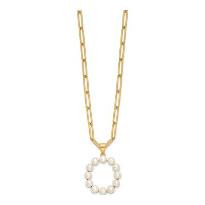 Gold-Plated Sterling Silver Freshwater Cultured Pearl Letter O Necklace – view 2