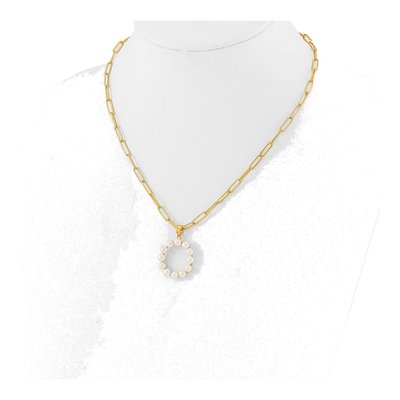 Gold-Plated Sterling Silver Freshwater Cultured Pearl Letter O Necklace – view 3
