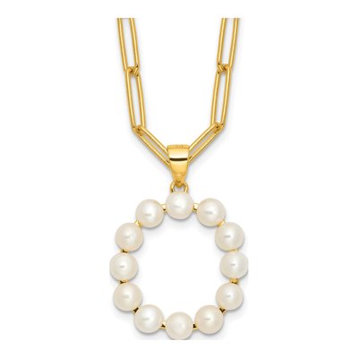 Gold-Plated Sterling Silver Freshwater Cultured Pearl Letter O Necklace