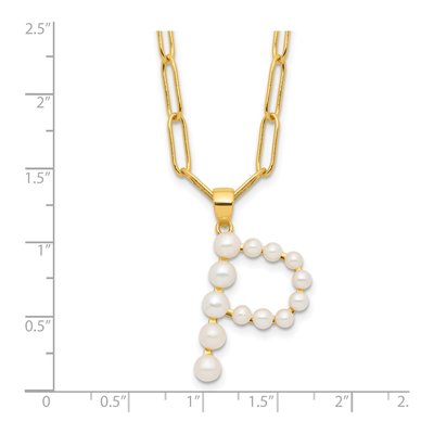 Gold-Plated Sterling Silver Freshwater Cultured Pearl Letter P Necklace – view 4