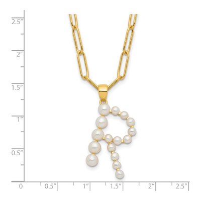 Gold-Plated Sterling Silver Freshwater Cultured Pearl Letter R Necklace – view 4