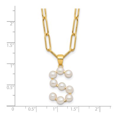 Gold-Plated Sterling Silver Freshwater Cultured Pearl Letter S Necklace – view 4