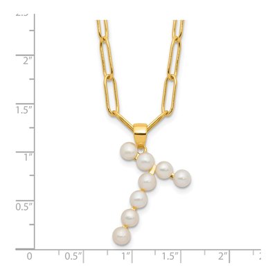 Gold-Plated Sterling Silver Freshwater Cultured Pearl Letter T Necklace – view 4