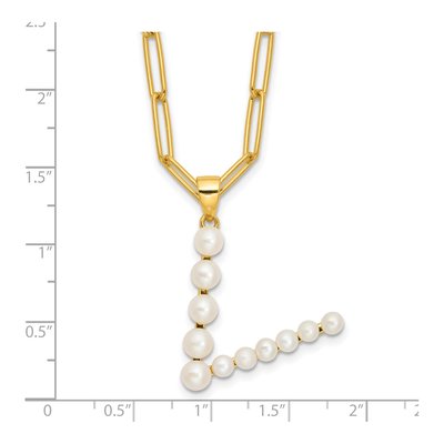 Gold-Plated Sterling Silver Freshwater Cultured Pearl Letter V Necklace – view 4