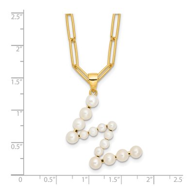 Gold-Plated Sterling Silver Freshwater Cultured Pearl Letter W Necklace – view 4