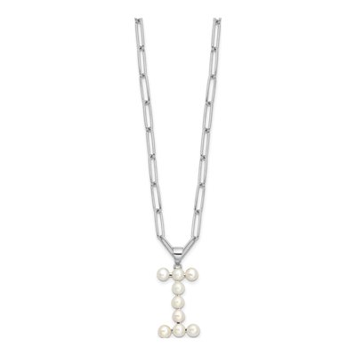 Sterling Silver Freshwater Cultured Pearl Letter I Necklace – view 2