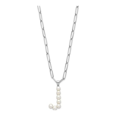 Sterling Silver Freshwater Cultured Pearl Letter J Necklace – view 2