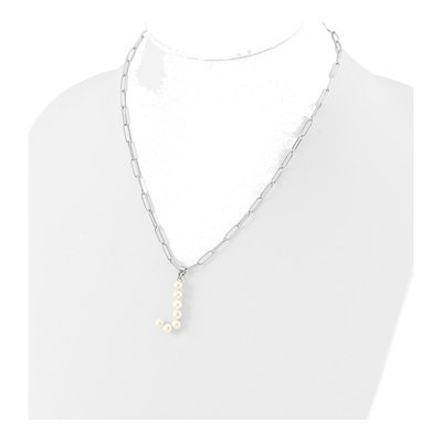 Sterling Silver Freshwater Cultured Pearl Letter J Necklace – view 3