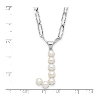 Sterling Silver Freshwater Cultured Pearl Letter J Necklace – view 4
