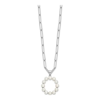 Sterling Silver Freshwater Cultured Pearl Letter O Necklace – view 2