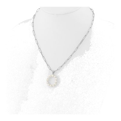 Sterling Silver Freshwater Cultured Pearl Letter O Necklace – view 3
