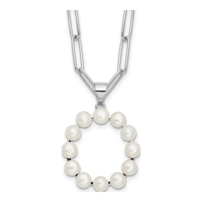 Sterling Silver Freshwater Cultured Pearl Letter O Necklace