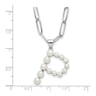 Sterling Silver Freshwater Cultured Pearl Letter P Necklace – view 4