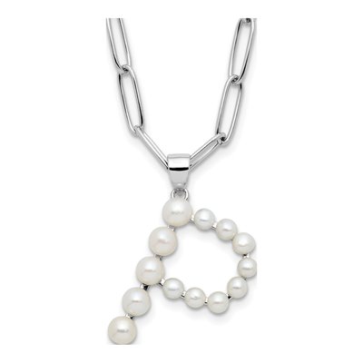 Sterling Silver Freshwater Cultured Pearl Letter P Necklace