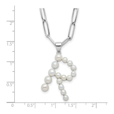 Sterling Silver Freshwater Cultured Pearl Letter R Necklace – view 4