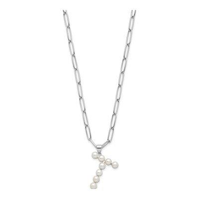 Sterling Silver Freshwater Cultured Pearl Letter T Necklace – view 2