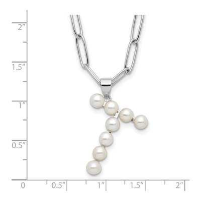 Sterling Silver Freshwater Cultured Pearl Letter T Necklace – view 4