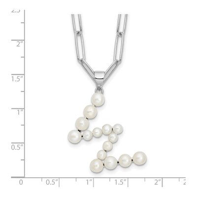 Sterling Silver Freshwater Cultured Pearl Letter W Necklace – view 4
