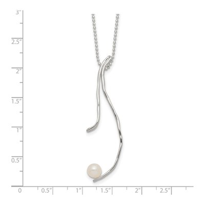 Sterling Silver Freshwater Cultured Pearl Hammered Necklace – view 4