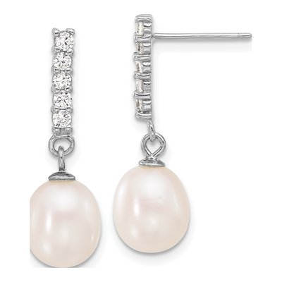 Sterling Silver Freshwater Pearl & CZ Necklace Set – view 2