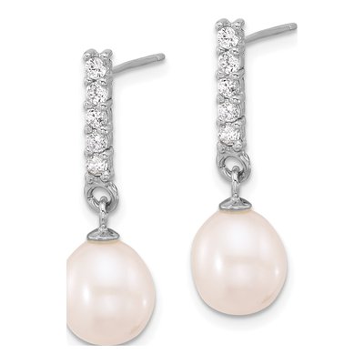 Sterling Silver Freshwater Pearl & CZ Necklace Set – view 3