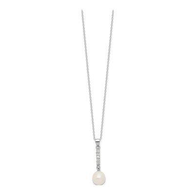Sterling Silver Freshwater Pearl & CZ Necklace Set – view 5