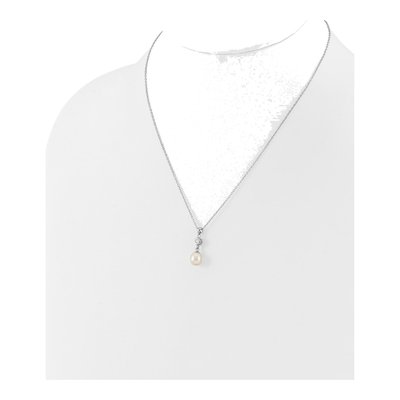 Sterling Silver Freshwater Pearl & CZ Necklace Set – view 4