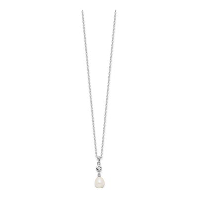 Sterling Silver Freshwater Pearl & CZ Necklace Set – view 5