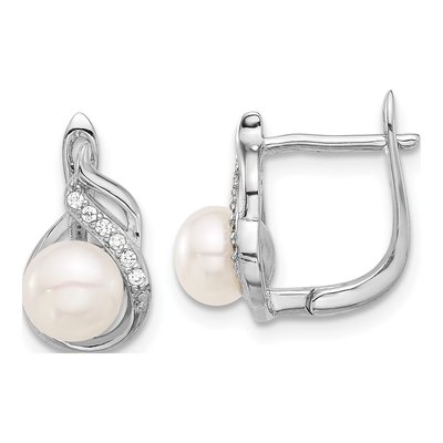 Sterling Silver Pearl & CZ Necklace & Earring Set – view 2