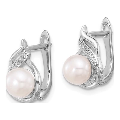 Sterling Silver Pearl & CZ Necklace & Earring Set – view 3