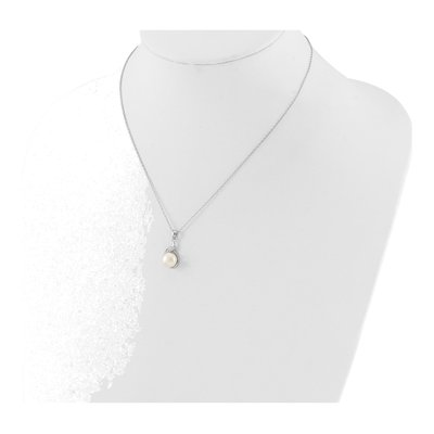 Sterling Silver Pearl & CZ Necklace & Earring Set – view 4