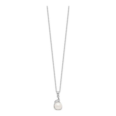 Sterling Silver Pearl & CZ Necklace & Earring Set – view 5
