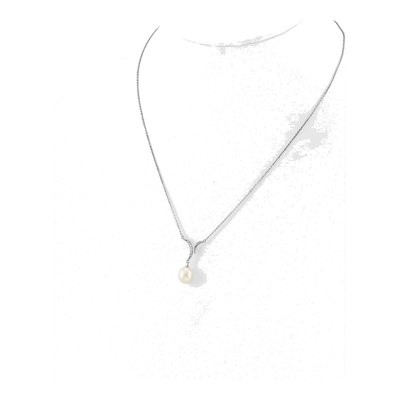 Sterling Silver Pearl & CZ Necklace & Earring Set – view 4