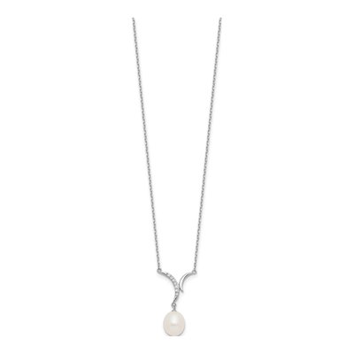 Sterling Silver Pearl & CZ Necklace & Earring Set – view 5