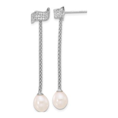 Sterling Silver Freshwater Pearl & CZ Necklace Set – view 2
